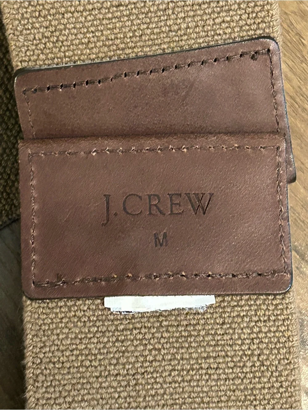J.Crew Wide stretch belt with brown trim and brass-tone buckle. Size M - Picture 3 of 8